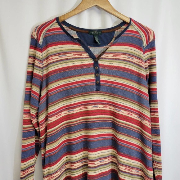 LRL Ralph Lauren Southwest Striped Print Drop Waist Thermal Henley Dress Size 1X - Picture 2 of 7